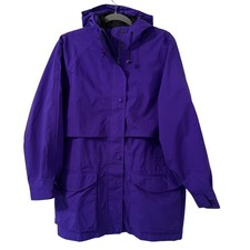 VTG Eddie Bauer Gore Tex Rain Jacket Women M Purple Hooded Waterproof Outdoor