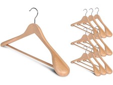 Wooden Hangers 10 Pack Extra Wide Shoulder Coat Shirt Jacket Natural Wood