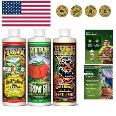 Soil Liquid Trio Pack - Big Bloom, Grow Big, Tiger Bloom Fertilizers for Vigo...