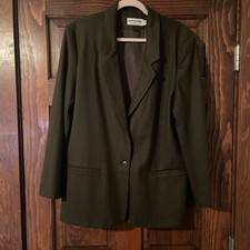 Vintage Alfred Dunner Women's Green Wool Blazer Jacket 100 Wool USA 16 USA