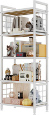 5-Tier Pantry Shelves with Wooden Boards, Heavy Duty Storage Shelves  Book Shel