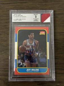 1986-87 Fleer Jeff Malone signed auto Beckett Cert #9 RC Bullets #67/132