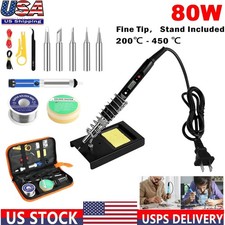 80W Electric Soldering Iron Kit Solder Welding Tool Stand Adjustable Temperature