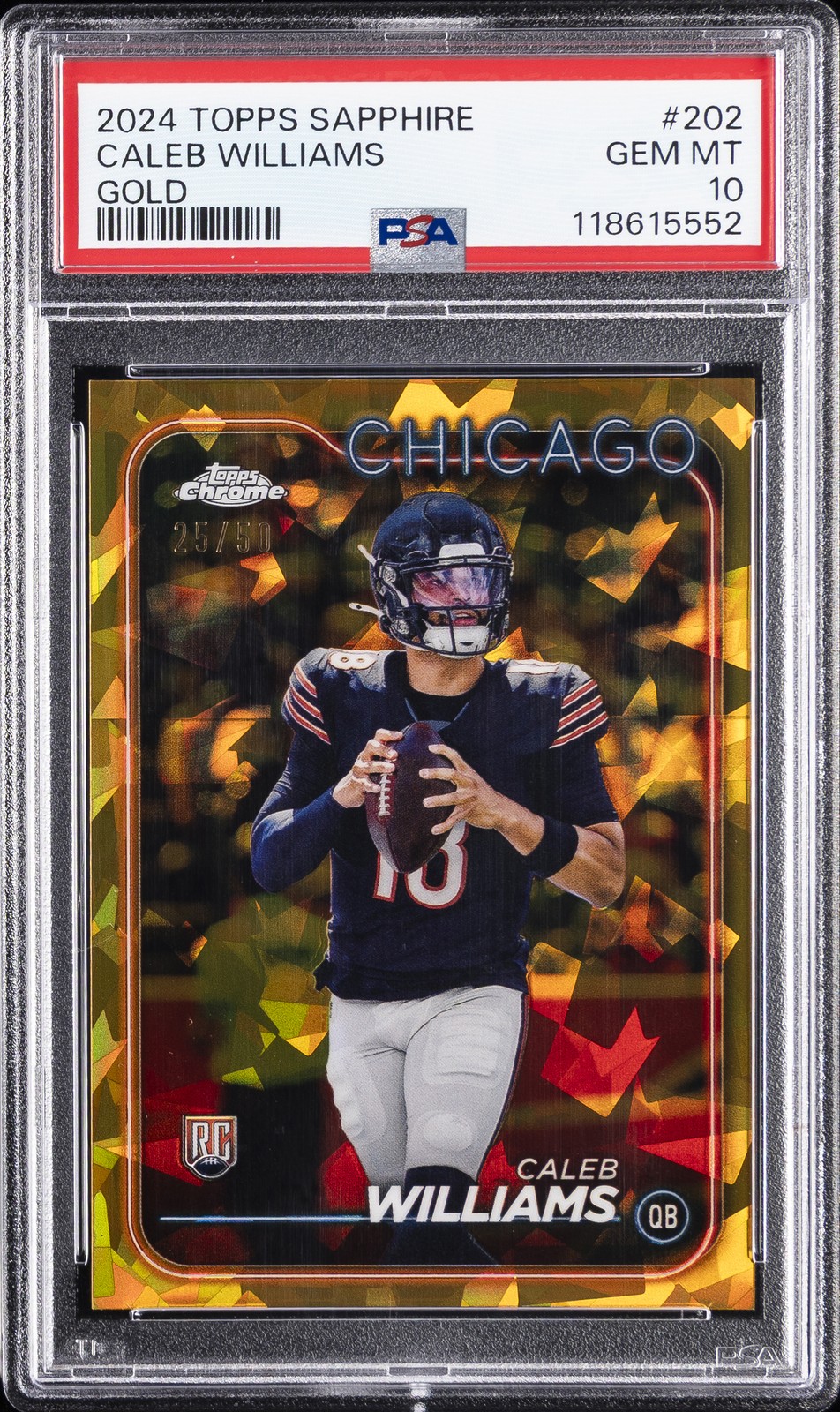 Caleb Williams Topps Chrome Sapphire #202 Gold