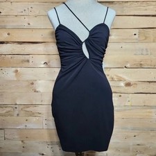ZARA Asymmetric Draped Mini Dress Black XS Bodycon Date Night Clubwear