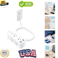 Short Extension Cord 3ft - Flat Plug Power Strip with 6 Outlets 3 USB Ports1 ...