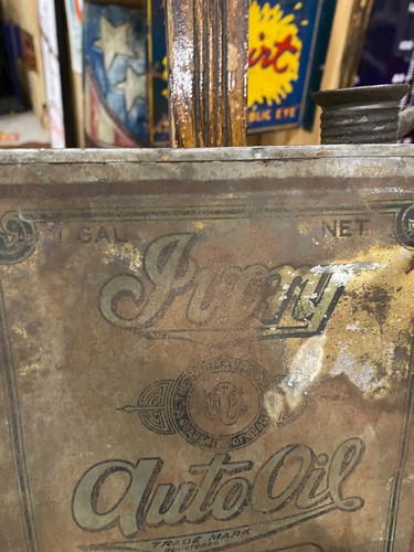 RARO Vintage Avorio Auto Oil Slim Un Gallone Lattina Waterloo Iowa GAS OIL CAR - Foto 2 di 17