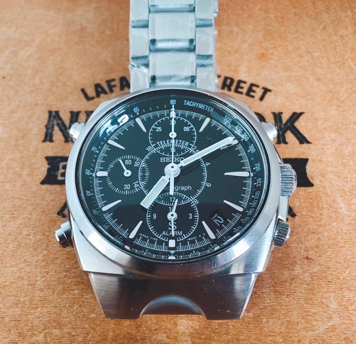 SEIKO Chronograph Pilot Watch Military Retro Future Antique Vintage Black Dial B