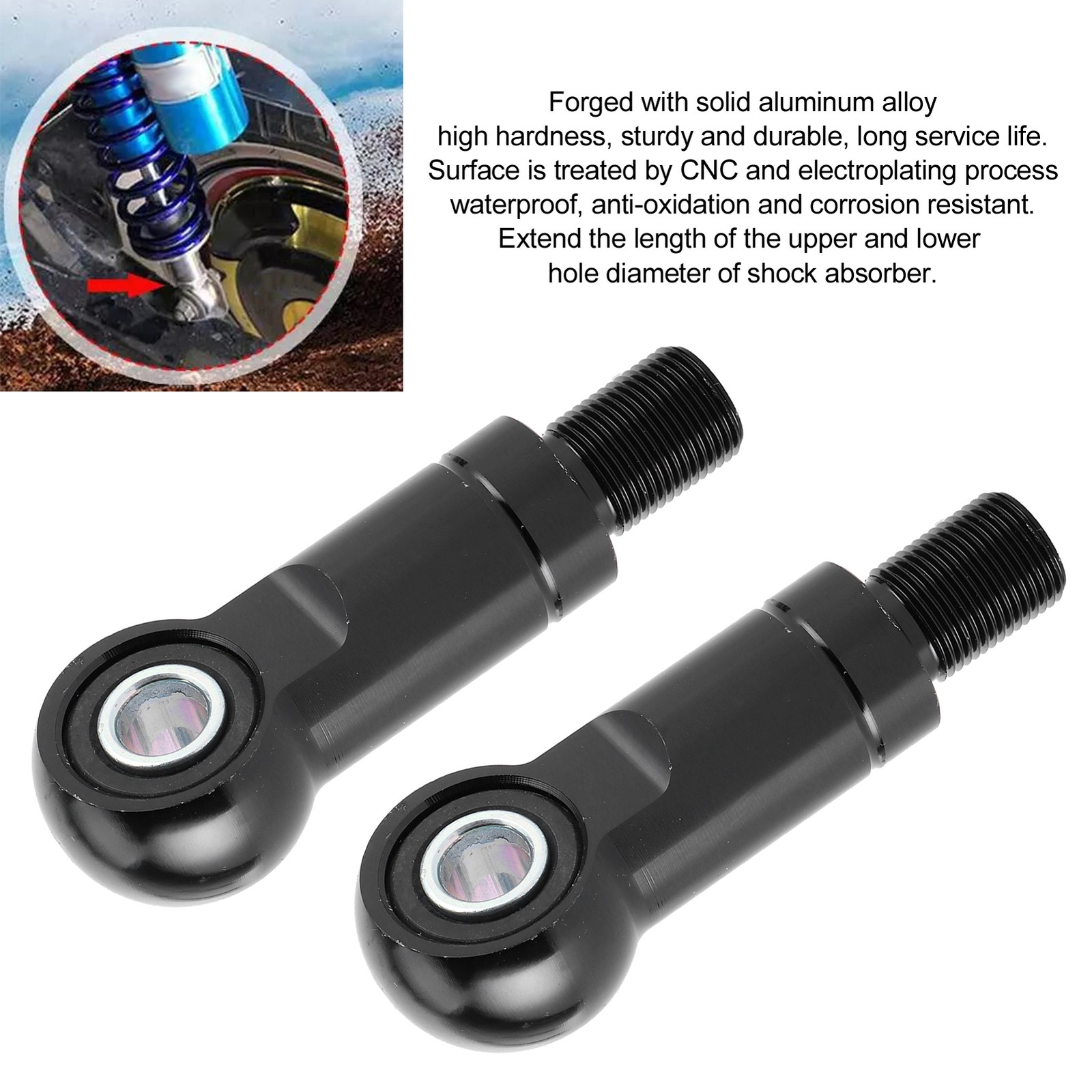Pair Of 10mm Hole Air Shock Absorber Adapter Damper Height Increase For Motorcyc