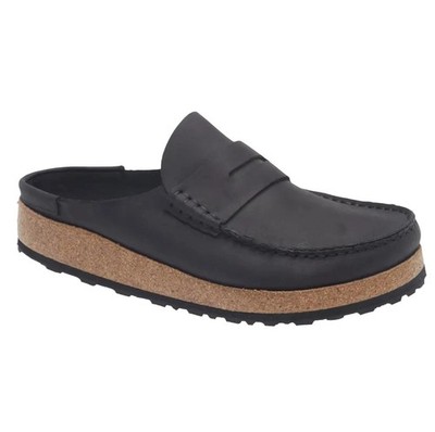 Birkenstock Black Leather Slip on Clog Sandals Sz 43 M10 Birkenstock Birkis Black Clogs Slip On Sz 10 43 Slip  main image 2