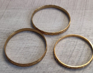 Authentic Vintage Gold Plated Bangle Set of 3 Traditional Etched Stacking Band 18cm 20cm