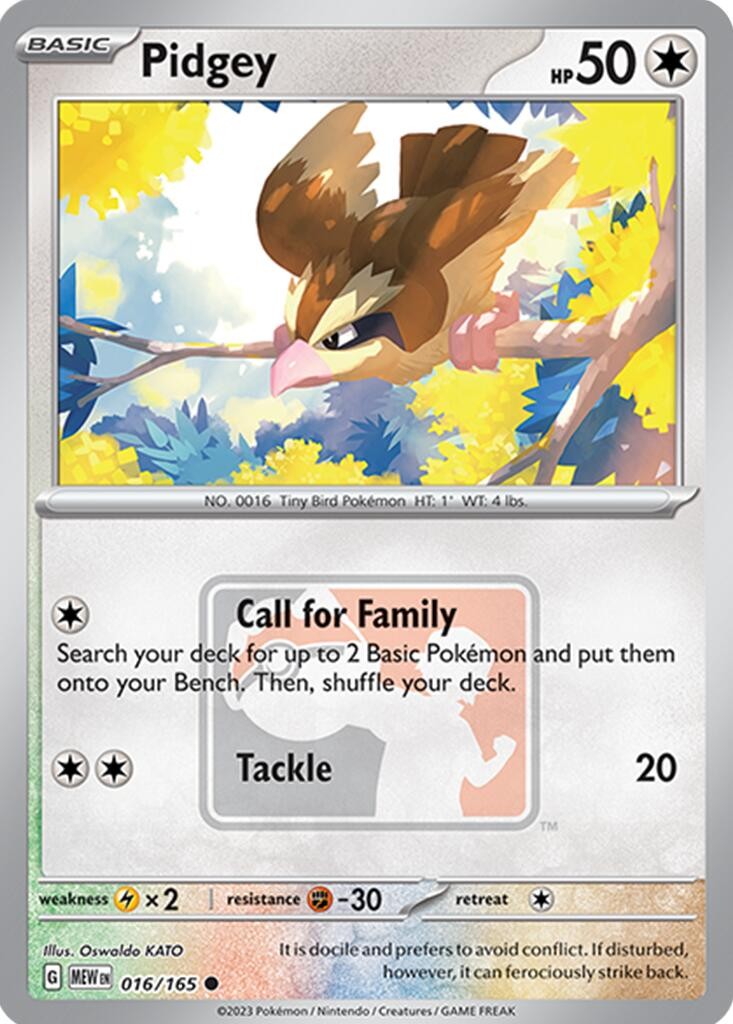 Pidgey 016/165 Common League & Championship Cards Pokemon Card