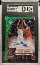 Dylan Harper 2024-25 Bowman U Chrome 1st Green Shimmer Refractor Auto 10 SGC 10