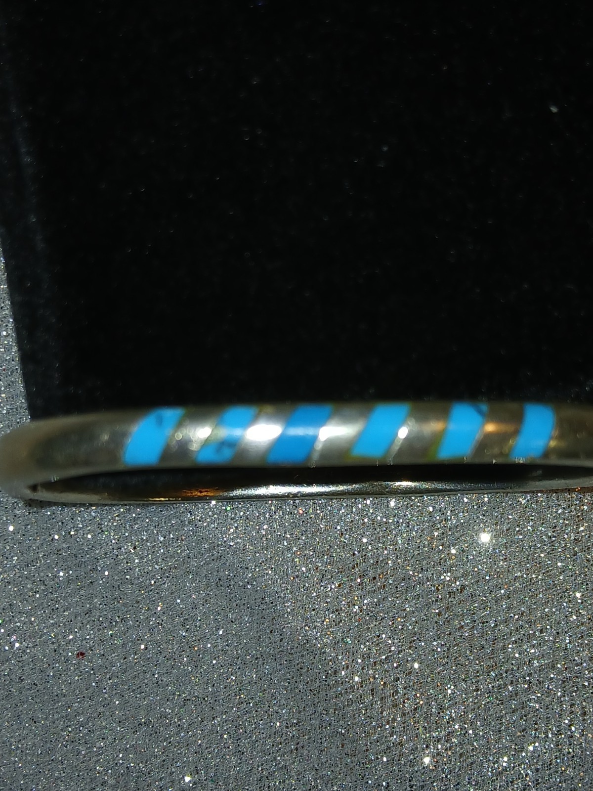 Sterling native american Hinged Bangle Bracelet W… - image 1