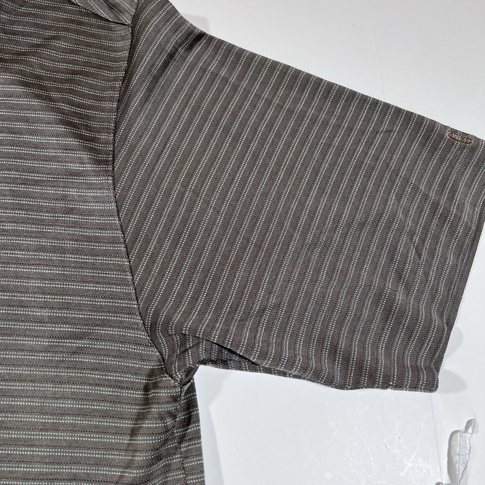 Nike TW Tiger Woods Collection Dri-Fit Brown Striped Golf Polo Shirt Men's Large thumbnail 4