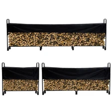 Outdoor Firewood Rack with Cover, Heavy Duty Firewood Holder & Waterproof Cover 