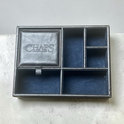 Chaps Men s Jewelry Wallet Valley Brown Leather With Blue Velvet Sections