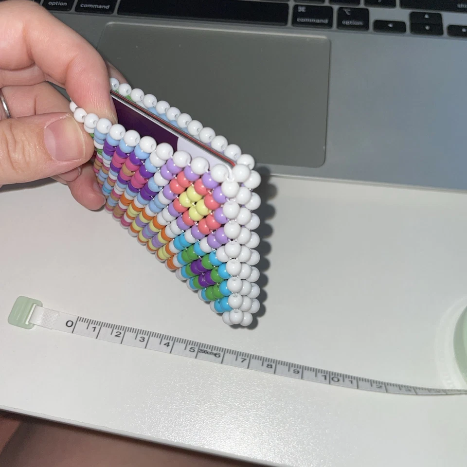 Cartera Portatarjetas con Cuentas Multicolor Retro Abuelita Patrón Cuadrado Foto 4 de 4