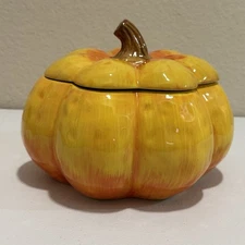 Calabaza Soup Tureen Pumpkin-Shaped Ceramic Bowl Lid for Thanksgiving