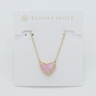 New Kendra Scott Ari Heart Gold Necklace in Pink Opal