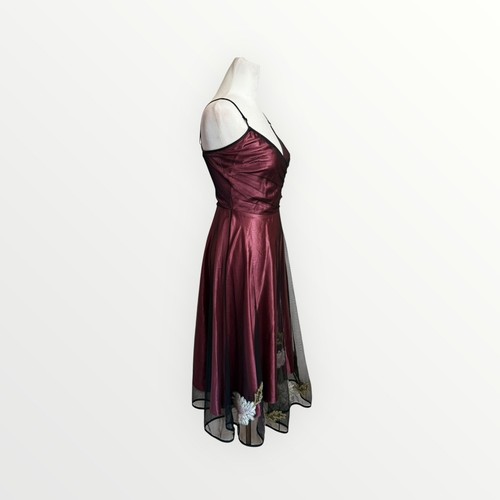 Betsey Johnson RARE**Sz 4 Mesh Floral Embroidery Wrap Retro Glam Dress VINTAGE! - Picture 5 of 12