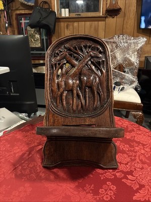 African Birthing Chair Home Decor Solid Wood 2pc - Animal Carved Design