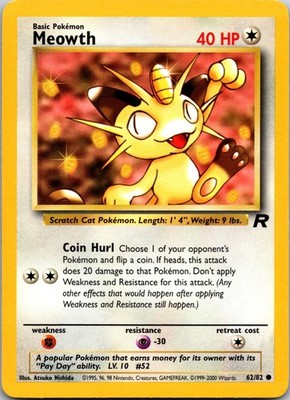 Meowth Unlimited Common Team Rocket 62/82 MP