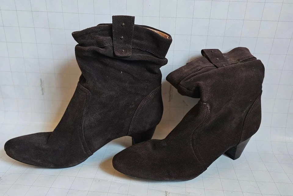 Easy Spirit Mujer 8.5W Cuero Marrón Gamuza Slouch Botines Tacón Botines Foto 3 de 4