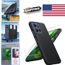 Rugged Dual Layer Protective Case for Moto G Power 5G 2025 Black Shock Absorbent