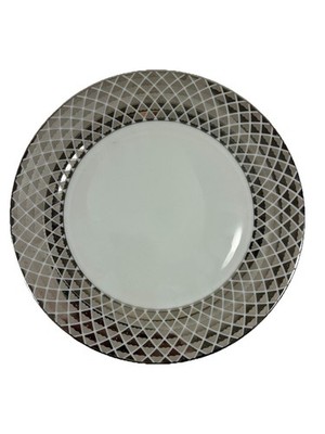 Ciroa Luxe Silver Dinner Plate Metallic Porcelain 10 5/8'' Platinum Lattice