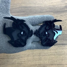 Badges Emblem Alpha Bison Buffalo White Eye, 2 Badges, Fender Angry Agressive