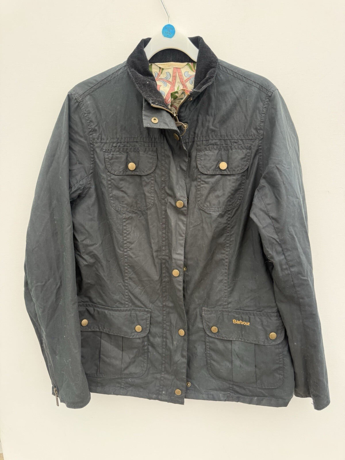 Barbour Women’s Navy Morris Utility Waxed Cotton Jacket UK 14