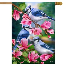 Briarwood Lane Blue Jay Trio Spring House Flag