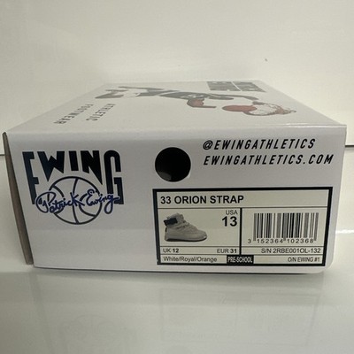 Patrick Ewing 33 Orion Strap Preschool Boys Shoes: White/Roval/Orange (Size 13)