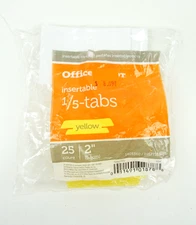 Office Depot Insertable 1/5 Tab, 2" Yellow File Folder Label Pack Of 25