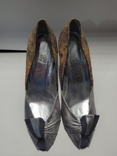 Vero Cuoio Women's High Heels Bow And Floral Design Silver 38 1/2