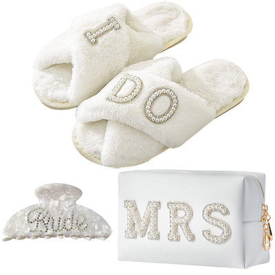 Tkifoda Bride To Be Gift Set Bride Makeup Bag I Do Bride Slippers Bride Robe