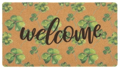 ST. PATRICK'S-DAY-CLOVERS-WELCOME-MATS St. Patrick's-Day Clovers Front Door Welcome Doormat Natural Coir Non Slip