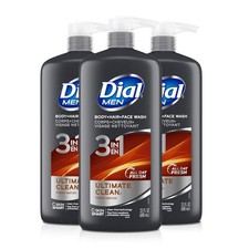 Dial Men 3in1 Body, Hair and Face Wash, 69 floz (3-23 floz Bottles) Choose Scent