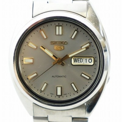 Seiko 5 Five Watch Automatic Day Date Silver Color 7S26-3040