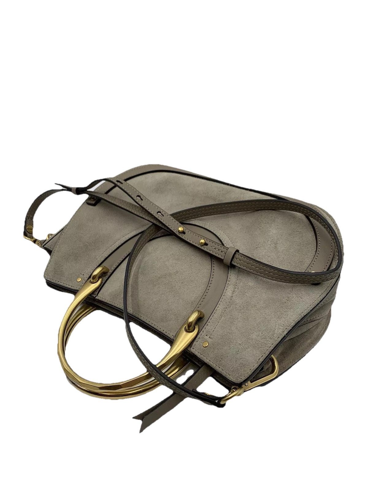 Auth Chloe Pixie Gray Suede Goatskin Leather Medi… - image 16