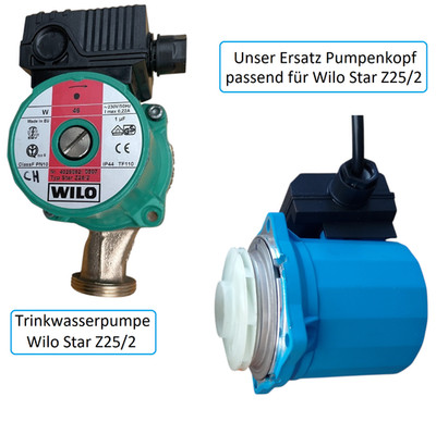 Pumpenkopf Ersatz Motor für Wilo Star Z25/2  Heizungspumpe Umwälzpumpe - 6m