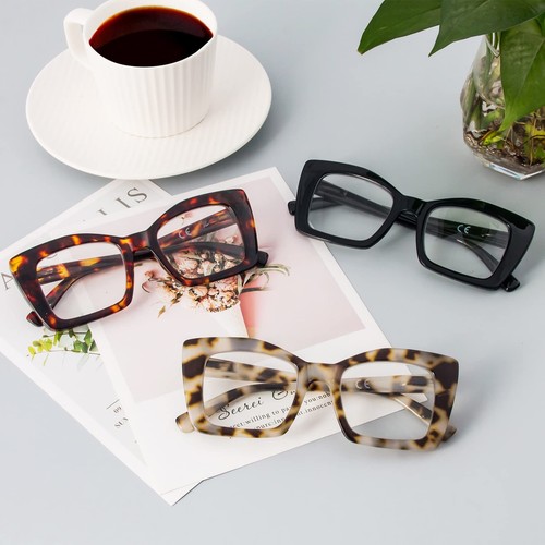 3er Pack übergroße eckige Lesebrille Oprah Style für Damen, Blaulicht Blo... - Bild 7 von 7