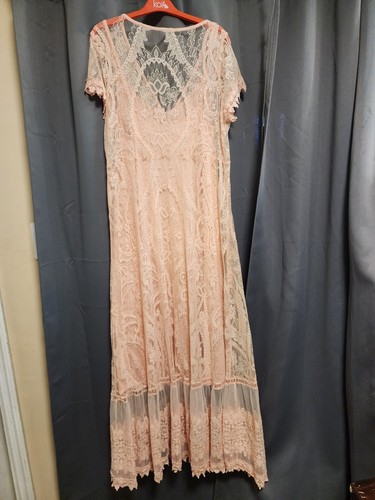 Torrid Dress Peach Lace Button Front Maxi Long Special Occasion Wedding Size 1 - Picture 7 of 8