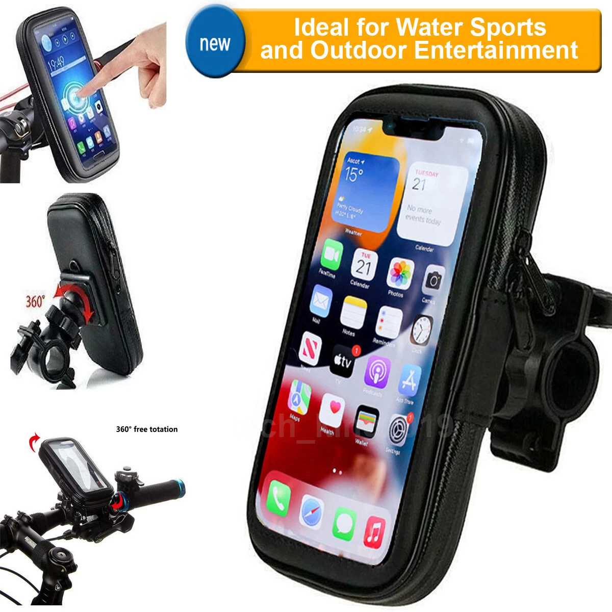 360 Bicycle Motor Bike Mount Holder Case Cover Waterproof For All Mobile Phones