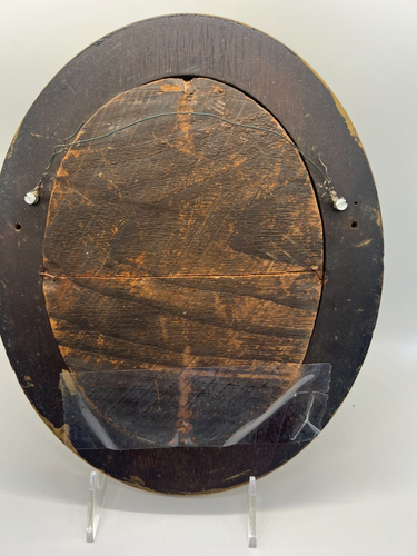 Antique  Oval Wooden 3D Picture Frame With Baby Girl Portrait With Glass 10 3/4" - Picture 6 of 9