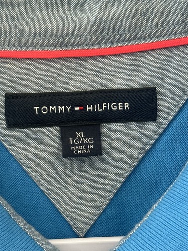 Tommy Hilfiger Blue Polo Knit Shirt with Surfboard All Over Embroidery Mens XL - Picture 2 of 4