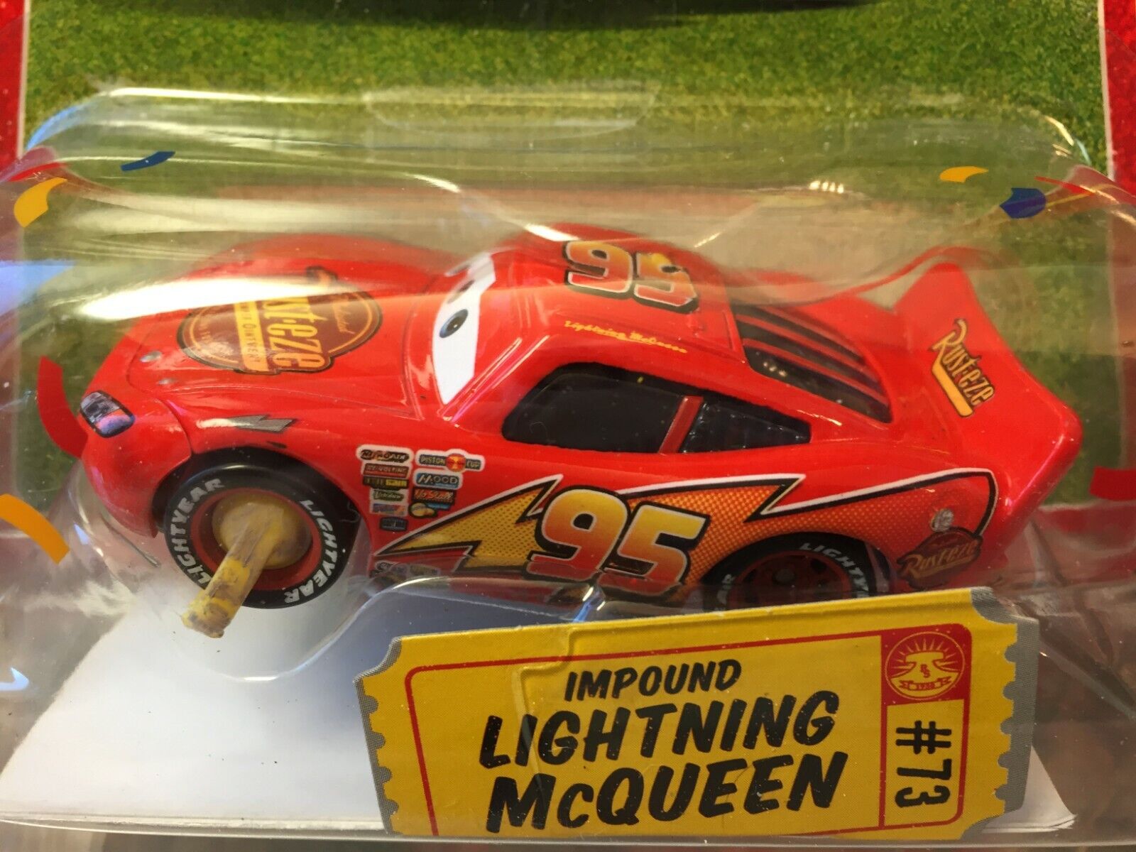 MATTEL 1:55 SCALE DISNEY RACE O' RAMA IMPOUND LIGHTNING McQUEEN #73 CHASE NIP