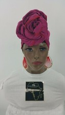 Serged Pink Knit Jesery Stretch Headwrap,Infinity Neck Wrap Scarf Stretch Turban