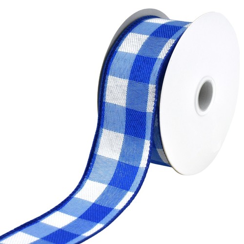 White Buffalo Plaid Wired Ribbon, 10-yard - Picture 14 of 53